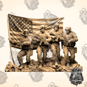 USA Soldiers 3D Illusion: Laser Engraving PNG File (Digital Download)