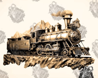 3D Old West Locomotive Laser Engraving PNG (Digital File)