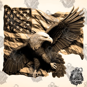 3D Eagle Flag Illusion: Laser Cut PNG File (Digital Download)