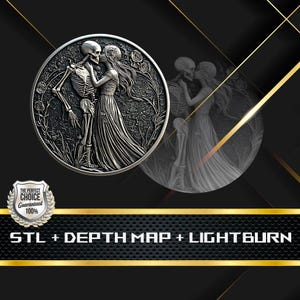 Dieptekaart munt | Hoogtekaart | 3D-lasergravure | Xtool | STL-bestand | PNG-bestand | Grijswaarden | Lightburn BMP | Laservezel | Liefdesdoodsmunt