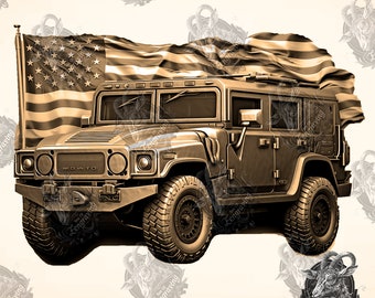 3D Hummer USA Illusion: Laser Engraving PNG File (Digital Download) Diode Laser, Wood Burn File