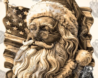 3D Santa Claus USA - Laser Engraving PNG File (Digital Download)