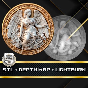 Dieptekaart munt | Hoogtekaart | 3D-lasergravure | Xtool | STL-bestand | PNG-bestand | Grijswaarden | Lightburn BMP | Laservezel | Engel