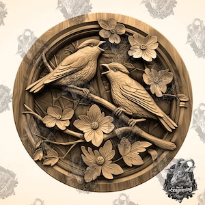 3D Birds Illusion: Laser Engraving PNG File (Digital Download) Diode Laser, Wood Burn File