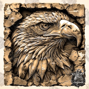 3D Eagle Illusion: Laser Engraving PNG File (Digital Download)