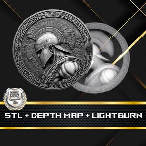 Münze Tiefe Karte | Höhenkarte | 3D Laser Gravur | Xtool | Stl-Datei | PNG-Datei | Graustufen | Lightburn BMP | Gladiator Münze