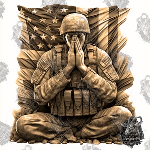 Praying Soldier 3D Illusion: Laser Engraving PNG File (Digital Download)