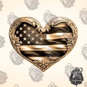 Heart USA Flag 3D Illusion - Laser Engraving PNG File (Digital Download)