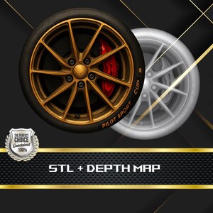 Wheel Coin Depth Map and  STL File, 3D Relief for Laser Engraving CNC