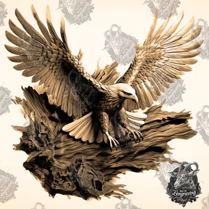 3D Eagle Illusion: Laser Engraving PNG File (Digital Download)