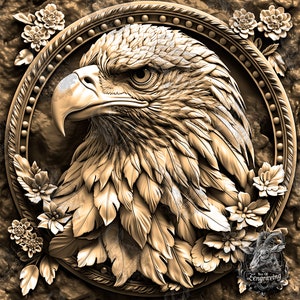 3D Eagle Illusion: Laser Engraving PNG File (Digital Download)