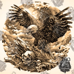 Bald Eagle 3D Illusion: Laser Engraving PNG File (Digital Download)
