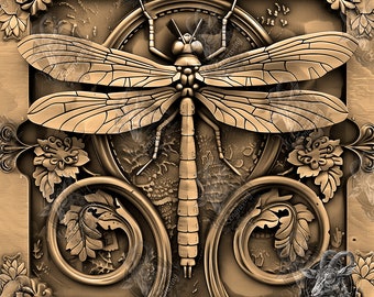 3D Dragonfly Illusion: Laser Engraving PNG File (Digital Download) Diode Laser, Wood Burn File
