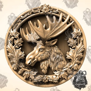 3D Moose Illusion: Laser Engraving PNG File (Digital Download) Diode Laser, Wood Burn File