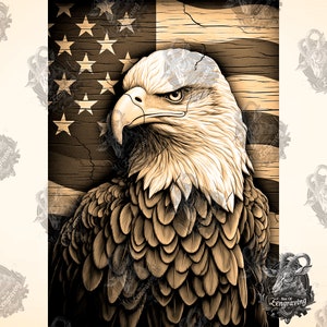 USA Eagle 3D Illusion: Laser Engraving PNG File (Digital Download)