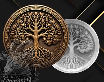 Coin Depth Map | Heigh Map | 3D Laser Engrave | Xtool | Glowforge | PNG file | Grayscale | Lightburn BMP | CNC Coin | Tree Of Life