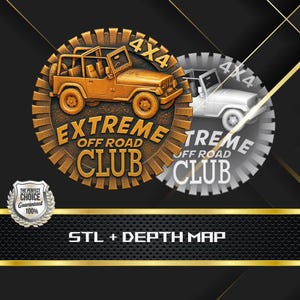 Coin Depth Map | Heigh Map | 3D Laser Engrave | Xtool | Stl file | PNG file | Grayscale | Lightburn BMP | Laser Fiber | 4x4 Off Road Coin