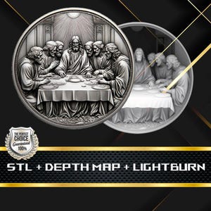 Last Supper Coin Depth Map: 3D Laser Engrave Files (STL/PNG)