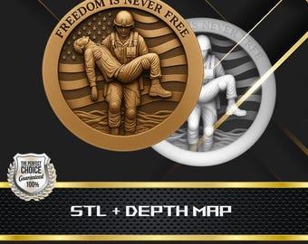 Coin Depth Map | Heigh Map | 3D Laser Engrave | Stl file | PNG file | Grayscale | Lightburn BMP | Laser Fiber | Freedom Militar Coin