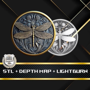 Dieptekaart munt | Hoogtekaart | 3D-lasergravure | STL-bestand | PNG-bestand | Grijswaarden | Lightburn BMP | CNC-munt | DragonFly-munt
