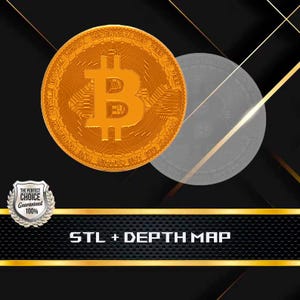 Bitcoin | Münze Tiefe Karte | Höhenkarte | 3D Laser Gravur | Xtool | Stl-Datei | PNG-Datei | Graustufen | Lightburn BMP | Laserfaser