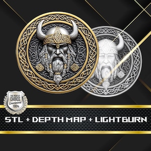 Dieptekaart Vikingmunten | Hoogtekaart | 3D-lasergravure | Xtool | Glowforge | STL-bestand | PNG-bestand | Lightburn BMP | CNC-munt: