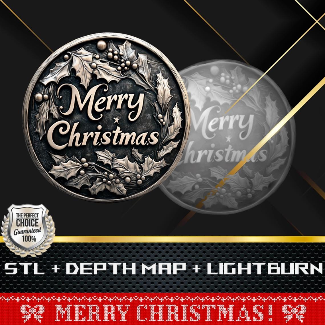 Christmas Coin 3D Laser Engrave: Depth Map, STL File - Etsy