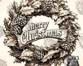 3D Christmas Wreath Laser Engraving File: Illusion PNG (Digital Download)