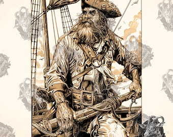 Ilusión pirata 3D: archivo PNG grabado con láser (descarga digital)