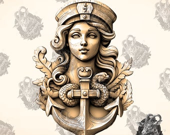 Anchor Woman 3D Illusion : fichier PNG de gravure laser (téléchargement numérique)