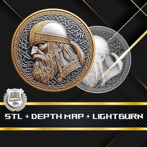 Dieptekaart Vikingmunten | Hoogtekaart | 3D-lasergravure | Xtool | STL-bestand | PNG-bestand | Grijswaarden | Lightburn BMP | Laservezel:
