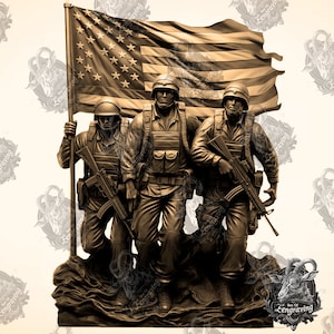 3D US Military Laser Engraving File: Patriotic Illusion PNG (Digital Download)