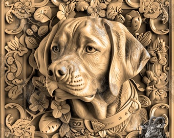 3D Illusion | Laser Burn PNG Digital File | Perfect for Engraving | Laser Ready Design | Instant Download | xTool | Glowforge | Floral Dog