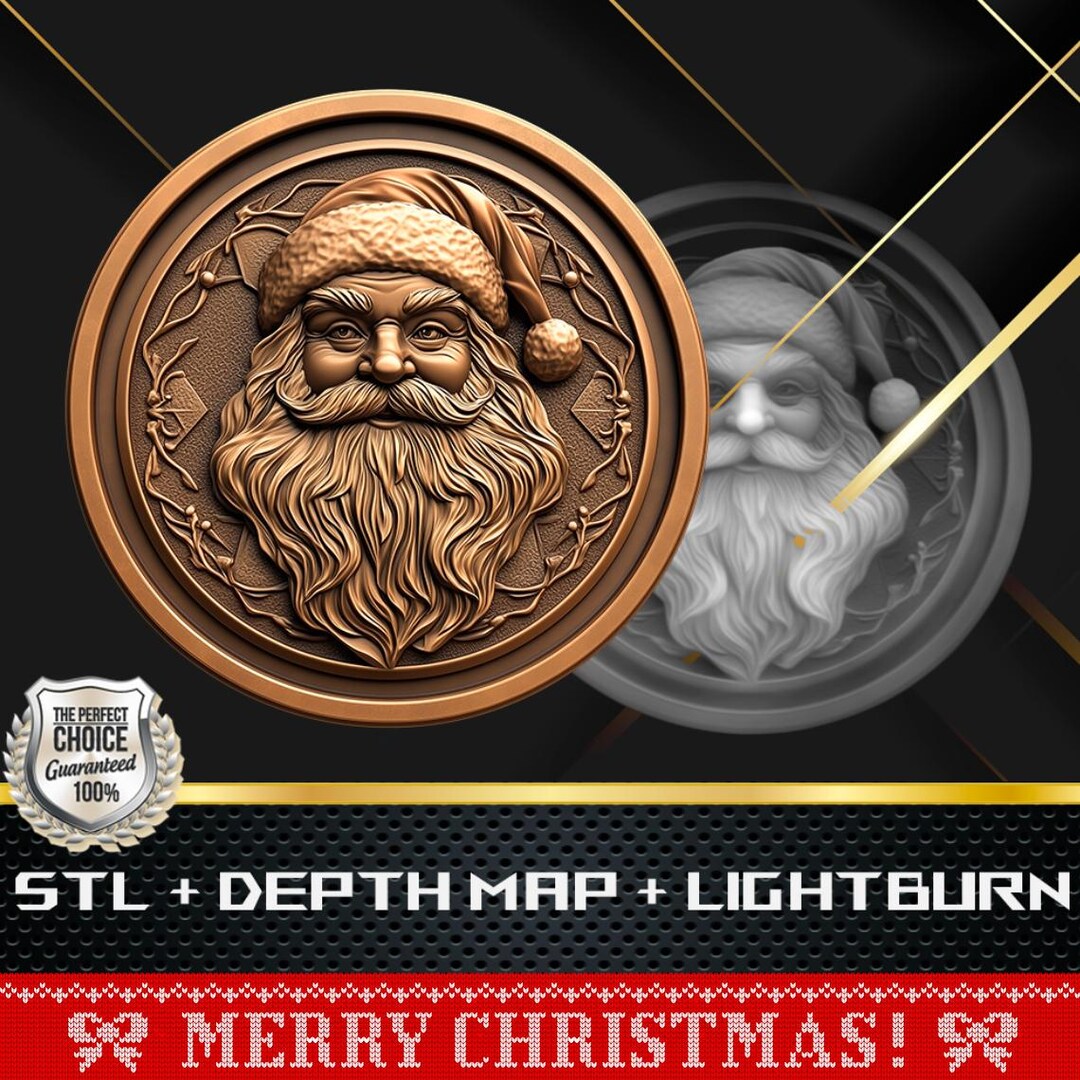 Santa Claus Coin: 3D Laser Engrave File (STL, PNG, Lightburn BMP) - Etsy