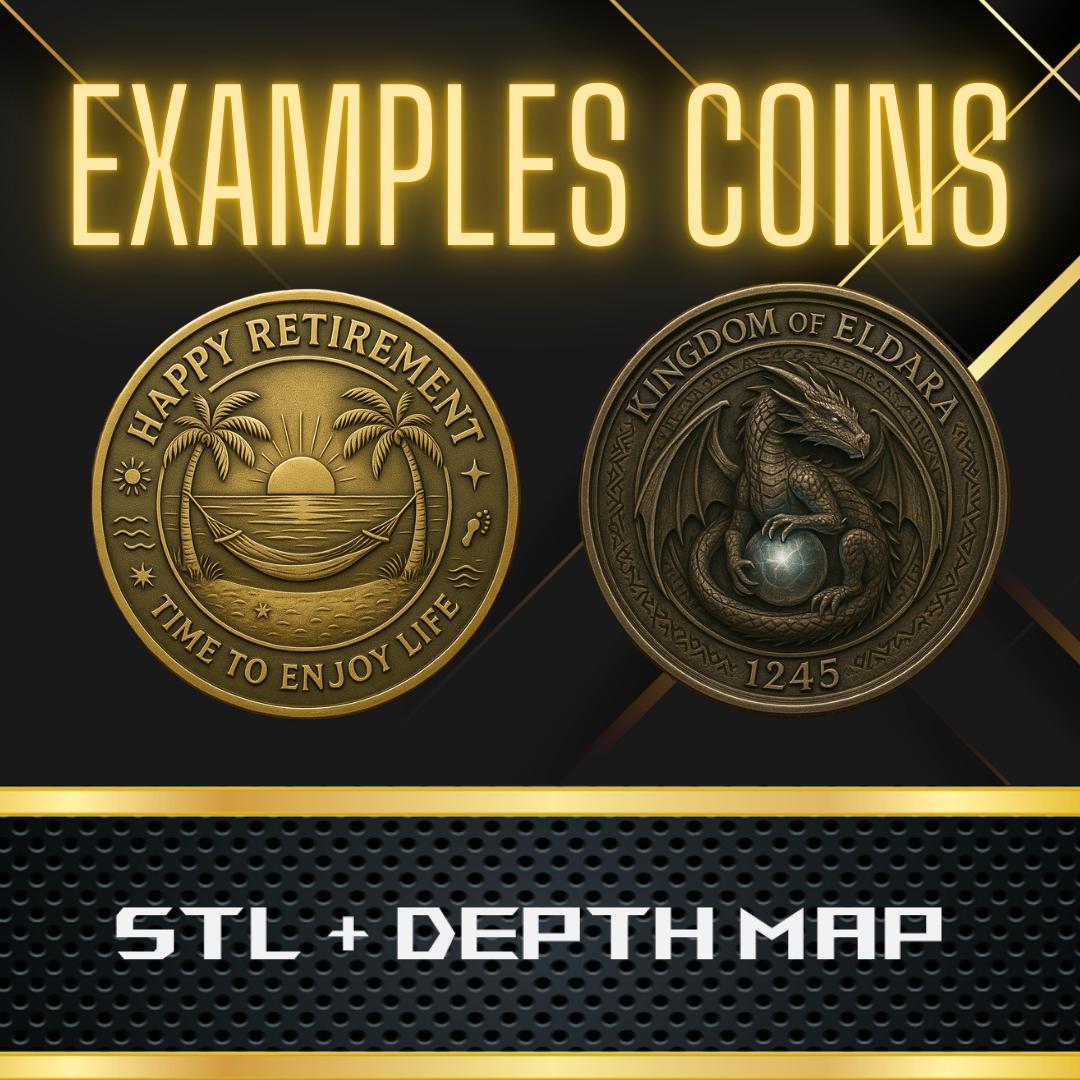 Map Coin Design Custom Coin Depth Map: Personalized 3D Embossing Laser Engrave STL and ...