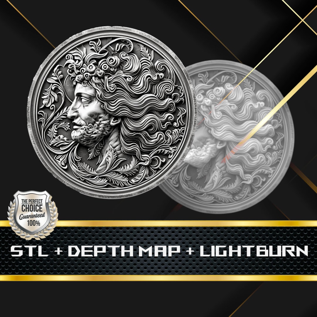 Emboss Alpha Map Greek Coin Depth Map: 3D Embossing Laser Engrave STL and Heigth Map ...