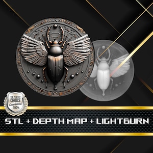 Dieptekaart munt | Hoogtekaart | 3D-lasergravure | Xtool | STL-bestand | PNG-bestand | Grijswaarden | Lightburn BMP | Laservezel | Scarabee