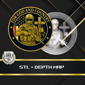 Münze Tiefe Karte | Höhenkarte | 3D Laser Gravur | Xtool | Stl-Datei | PNG-Datei | Graustufen | Lightburn BMP | Laserfaser | Soldaten Münze