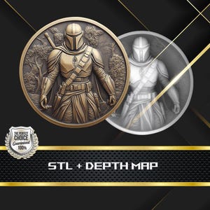 Coin Depth Map: 3D Embossing Laser Engrave STL and Heigth Map files for Laser Fiber
