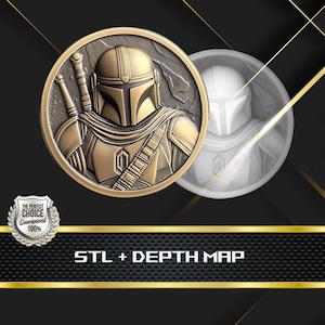 Coin Depth Map: 3D Embossing Laser Engrave STL and Heigth Map files for Laser Fiber