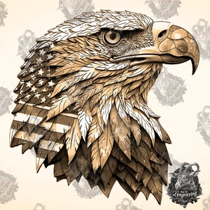 3D American Eagle Illusion: Laser Engraving PNG (Digital File)