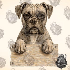 Ilusión 3D / Archivo digital PNG grabado con láser / Perfecto para grabado / Listo para láser / Descarga instantánea / xTool / Glowforge / Tabla para perro bóxer
