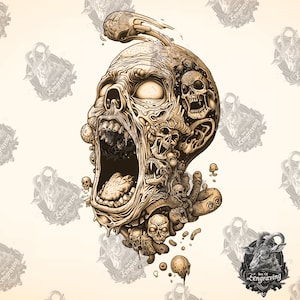 3D Zombie Head Illusion: Laser Engraving PNG File (Digital Download)