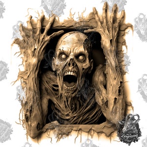 3D Zombie Illusion: Laser Engraving PNG File (Digital Download)