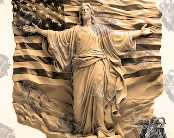 Jesus USA Flag 3D Illusion: Laser Cut PNG File (Digital Download)