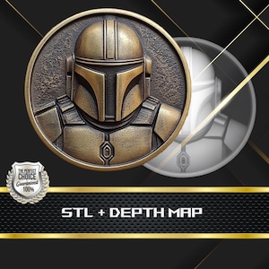 3D Coin Coin Depth Map: 3D Embossing Laser Engrave STL and Heigth Map files for Laser Fiber