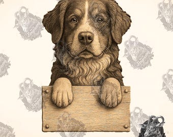 Bernese Mountain Dog 3D Illusion: Laser Engraving PNG (Digital Download) Diode Laser, Wood Burn File