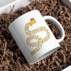 Personalized Adventure Time Mug - Jake the Dog & Finn - Making Bacon Pancakes - Fun Cartoon Network Gift - White Coffee Mug