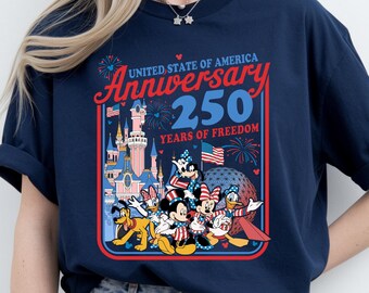 Mickey Friends Patriotic 250th Anniversary Shirt, 1776–2026 Patriotic T-shirt, USA Semiquincentennial Tee, Disney 4th of July Top