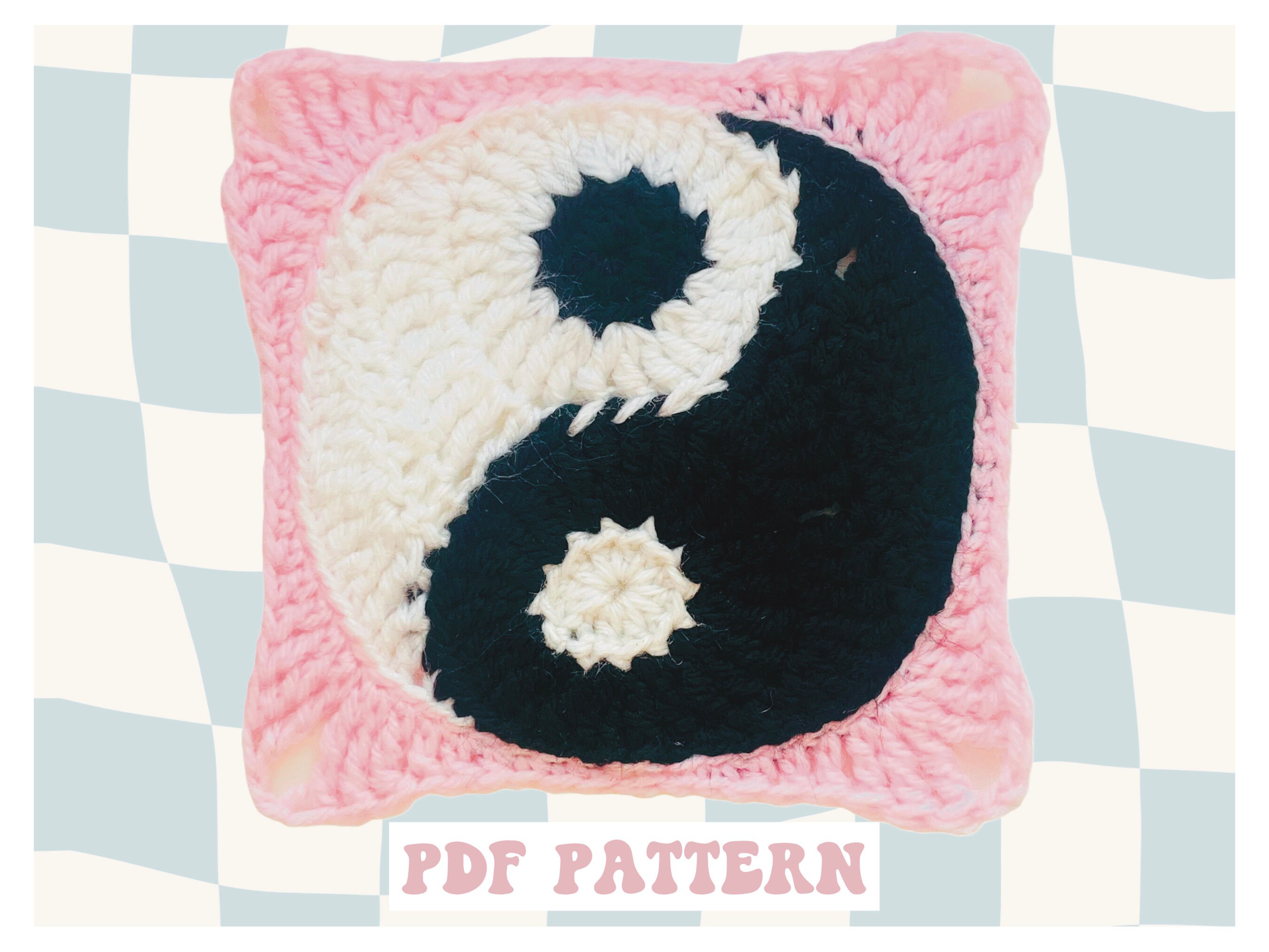 Yin & Yang Granny Square Crochet PATTERN digital PDF Only, Hippie Boho